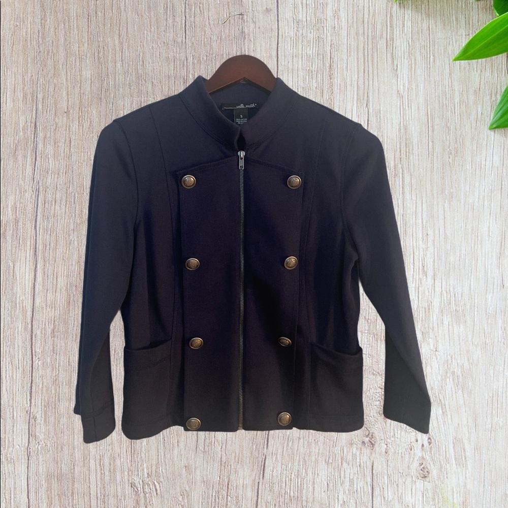 Willi Smith Navy Military Double Breasted Jacket S